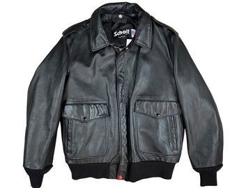 2004 Schott NYC 184SM A-2 Naked Cowhide Leather Flight / Bomber Jacket (42)