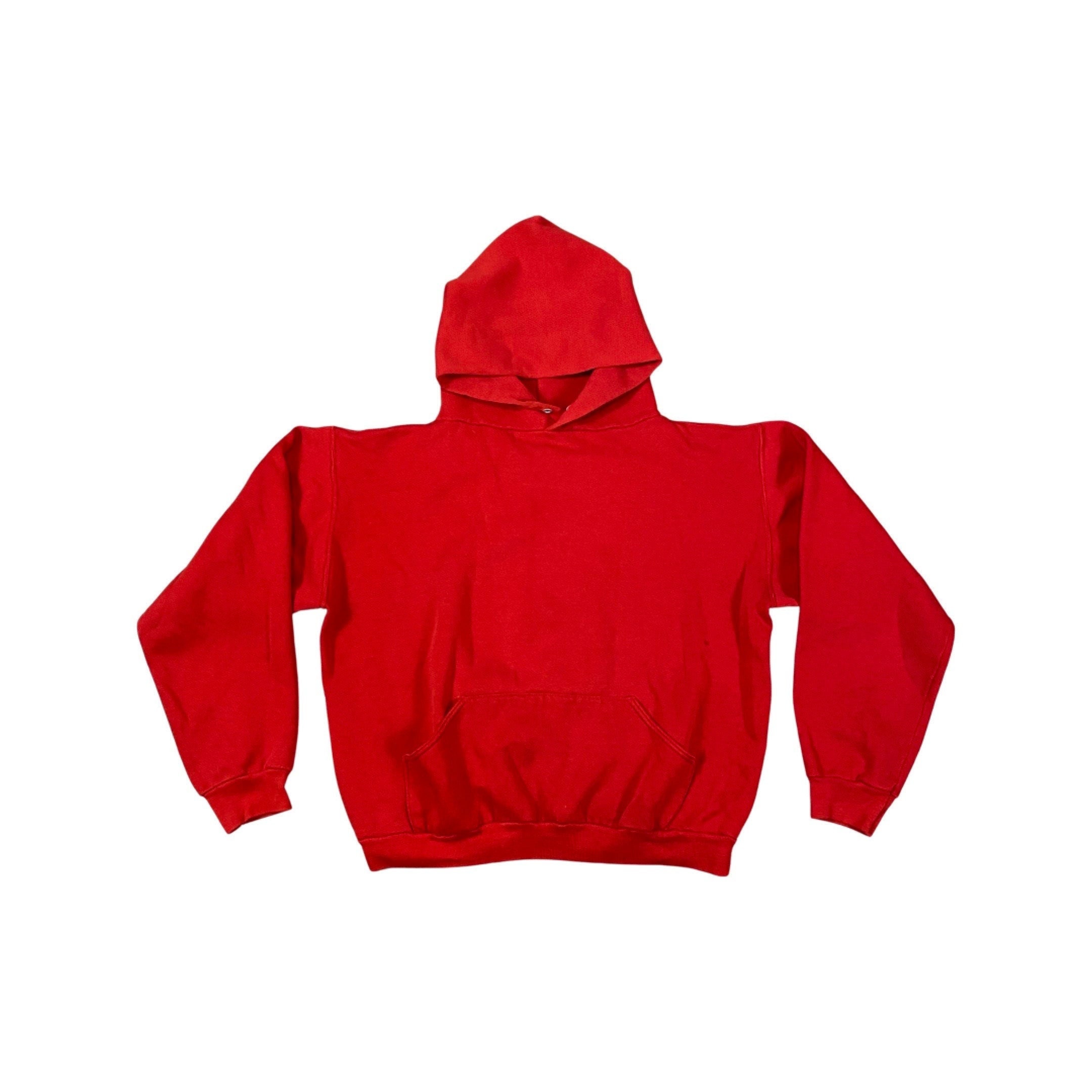 Vintage 70s hoodie sweatshirt RED plain raglan hoody Medium