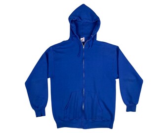 1980s Royal Blue Jerzees Zipper Hooded Sweatshirt (M)