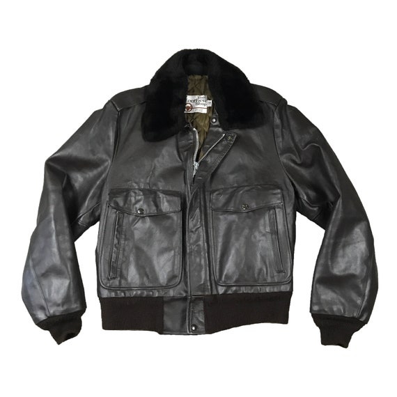 Vintage 1990's SEARS Leather Shop Bomber Jacket wi