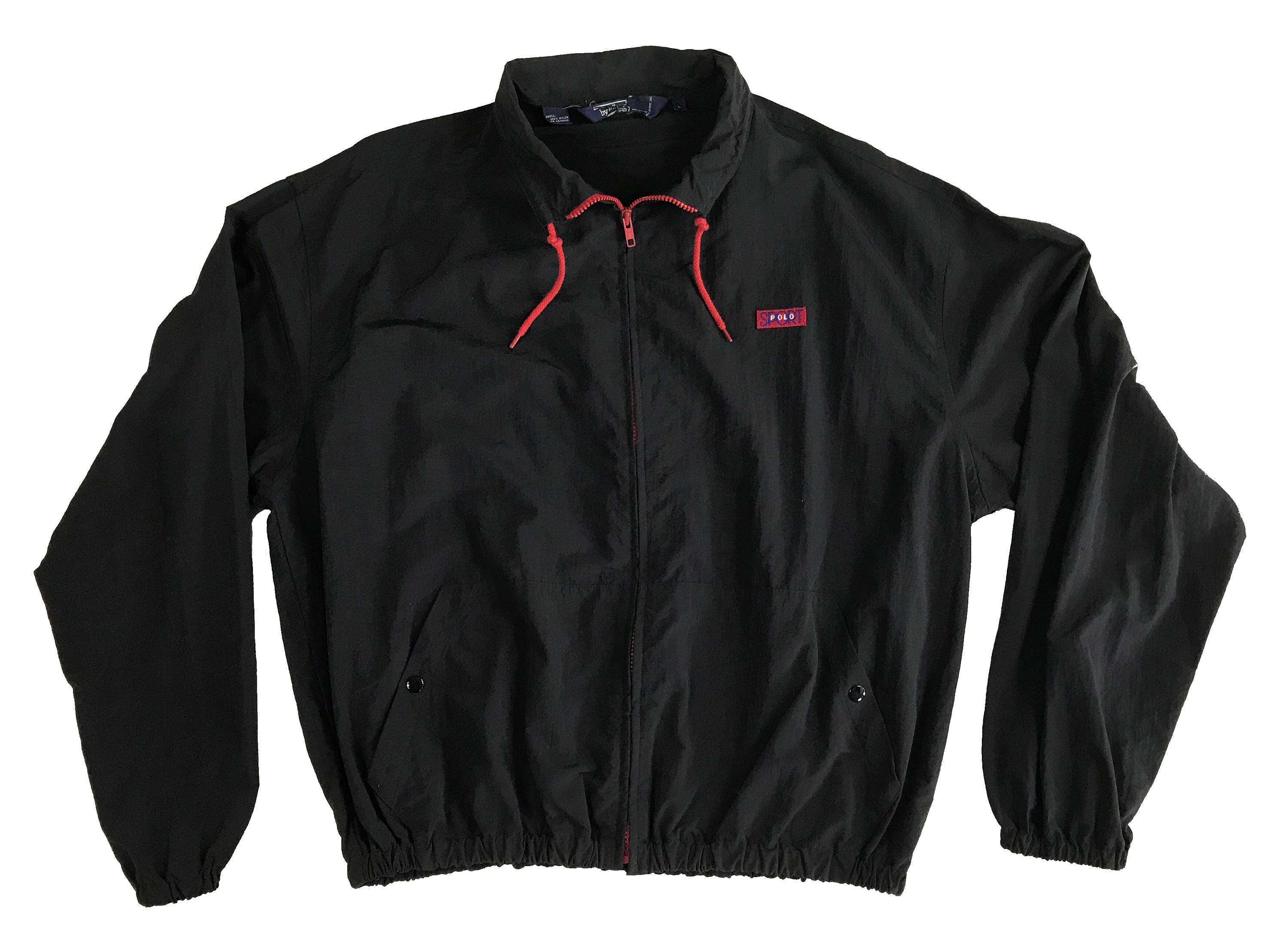 90s Ralph Lauren POLO Sport Black Zip-up Windbreaker Jacket L