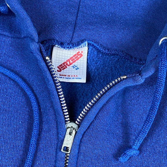 1980s Royal Blue Jerzees Zipper Hooded Sweatshirt… - image 4