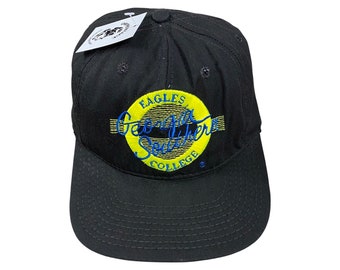 Rare! 1980s Georgia Southern College University Eagles Neon Circle The Game Snapback Cap Hat