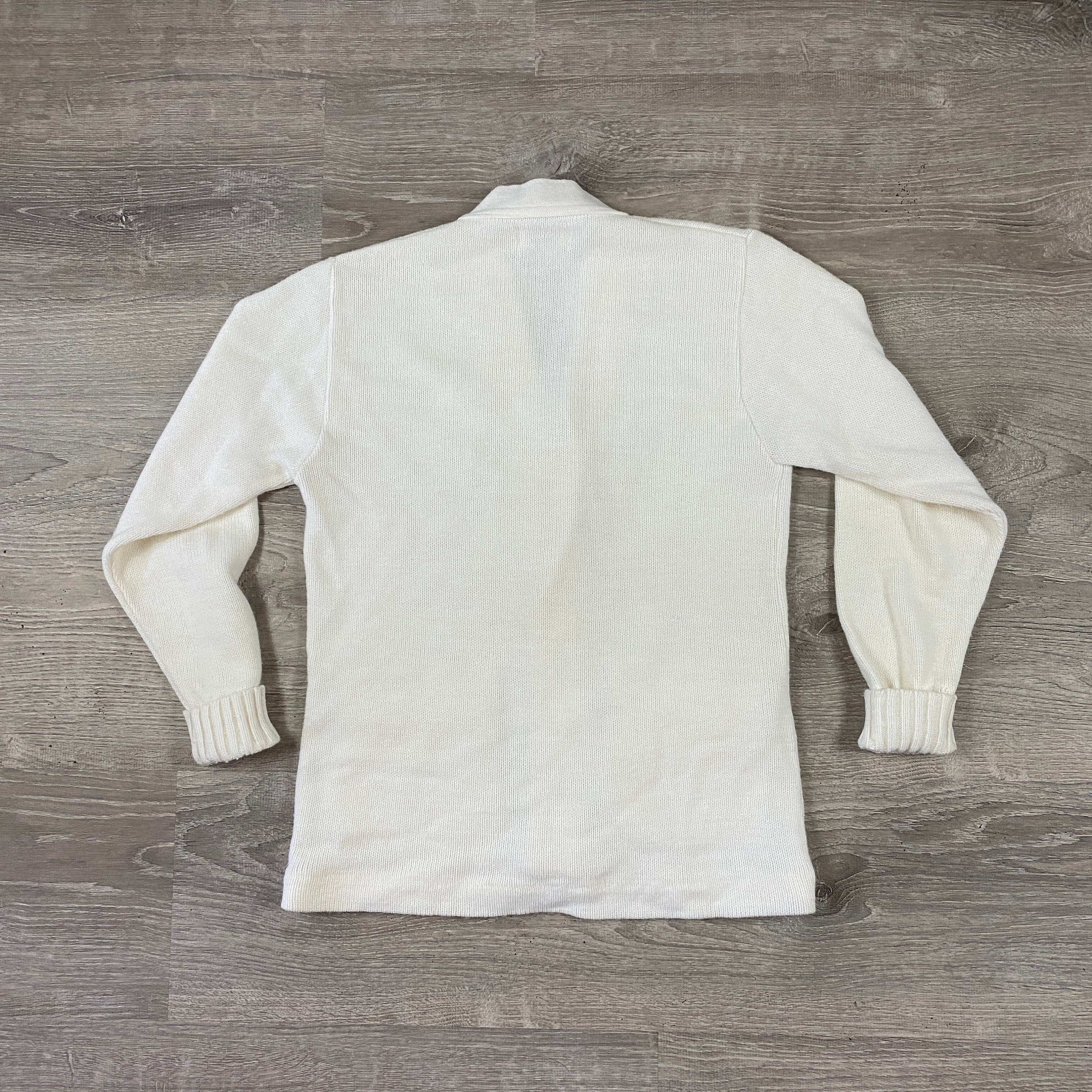 1960s White Varsity Sweater by Chief Sporting Goods (M)