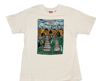 1991 Howard Finster "Heaven is Worth it All" Folk Art Artwork Promo T-shirt (L)
