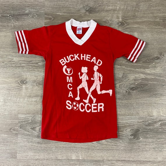 90s Buckhead YMCA Soccer Jersey 3 Stripes V-Neck … - image 2