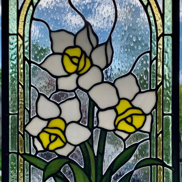 Daffodils Stained Glass Panel