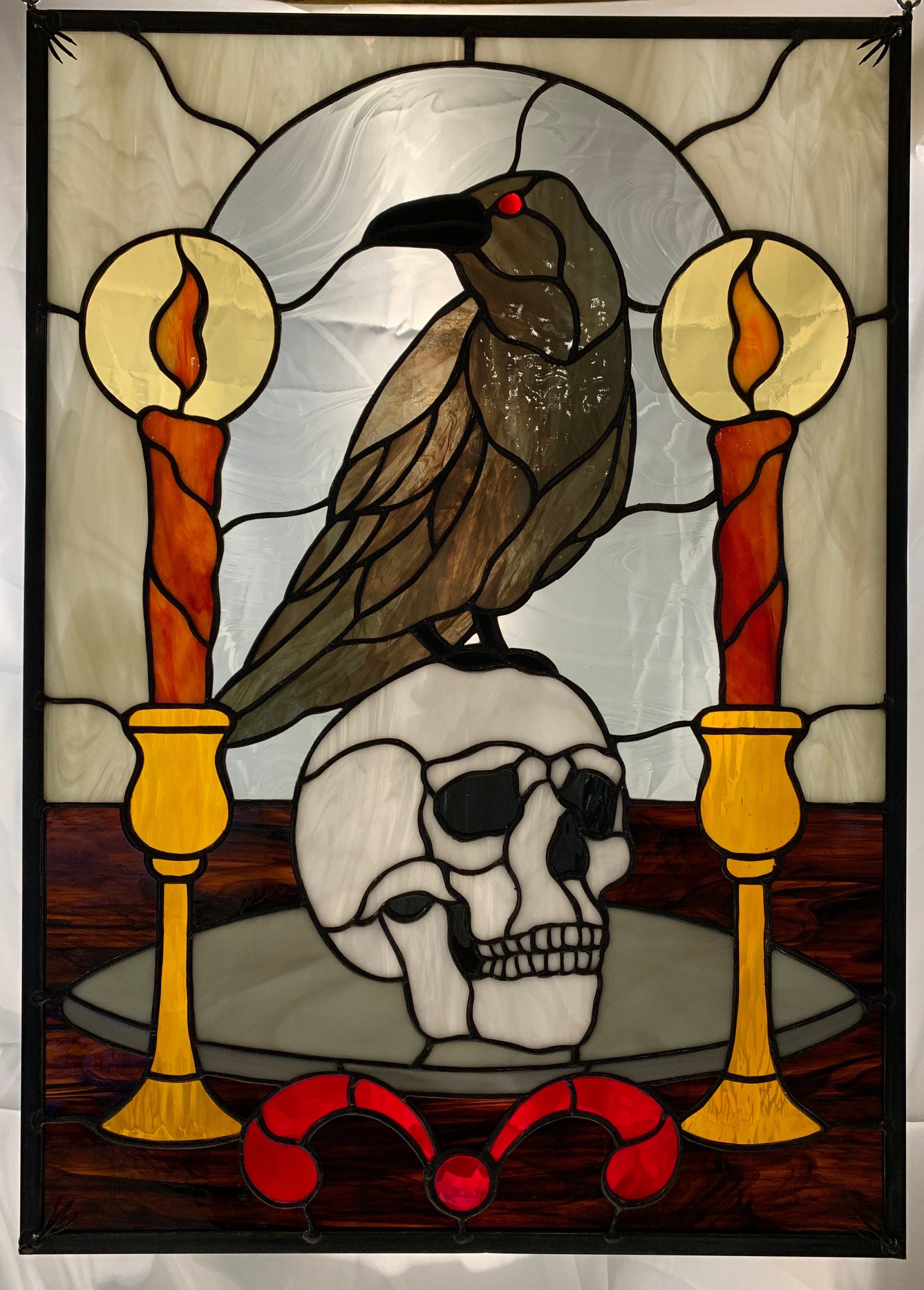 The Raven Stained Glass Panel Etsy Canada