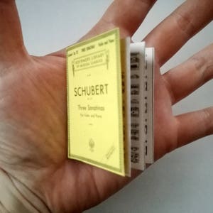Miniature music book, one sixth scale, Schubert, playscale, dollhouse book, miniature piano, doll house book, doll music room, sheet music