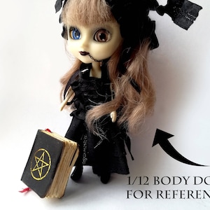 book of shadows, miniature book, witchy bjd, wiccan miniatures, 1:12 spell book, witchy dolls house, tiny grimoire, for miniature altar kit