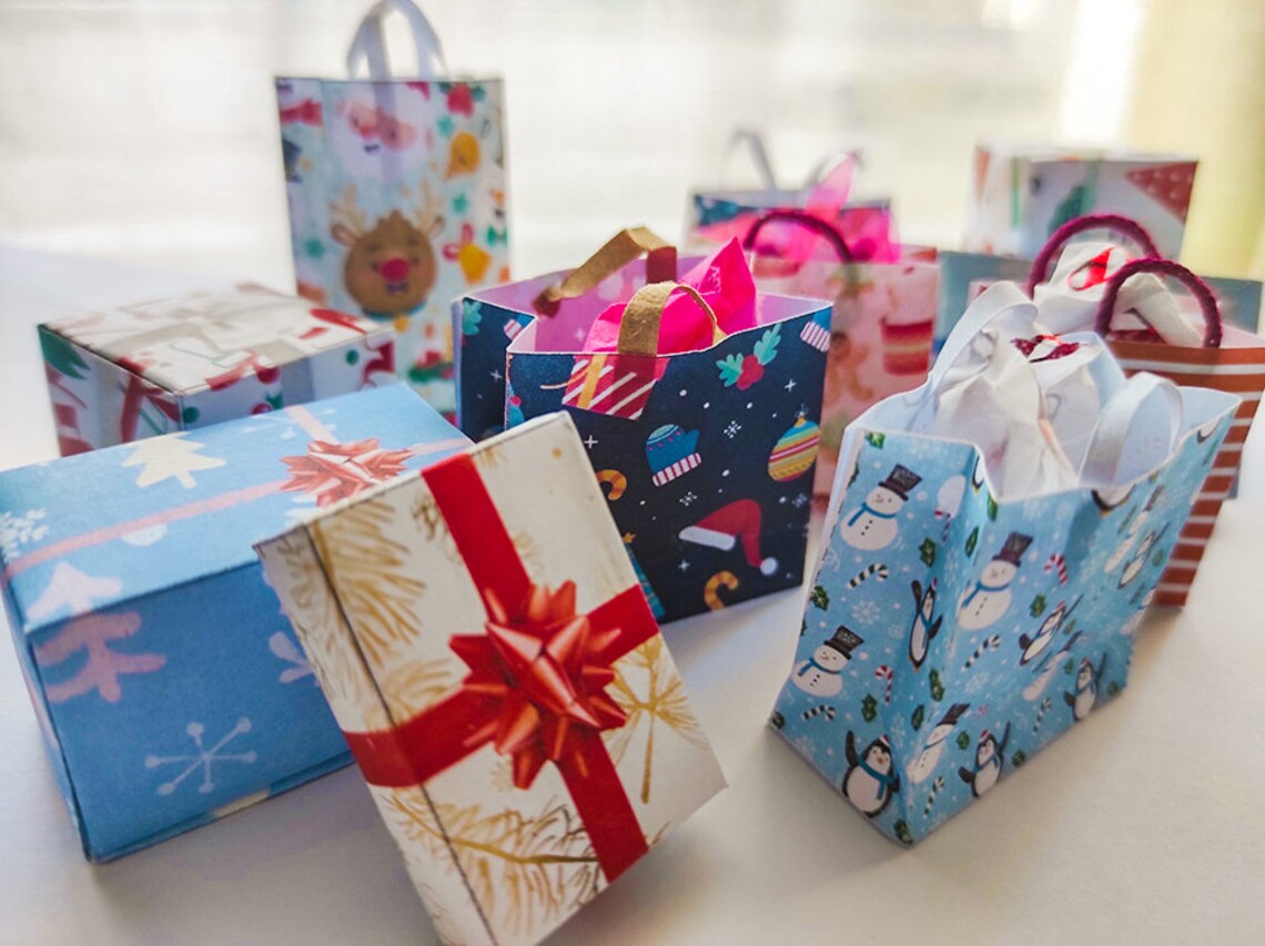 Christmas Miniature Printable Gift Boxes and Bags Instant - Etsy UK
