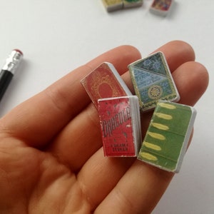 Miniature books, twelfth scale, set of 6 dollhouse library fillers, victorian doll house, spell books, mini book, 1 inch scale, mini journal