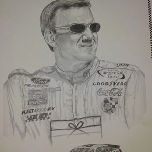 Vintage Dale Adkins lithograph featuring Dale Jarrett #88