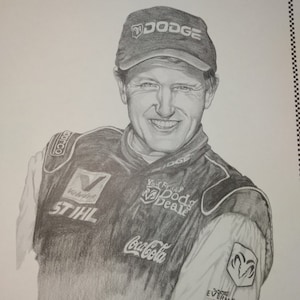 Vintage Bill Elliott NASCAR lithograph by Dale Adkins