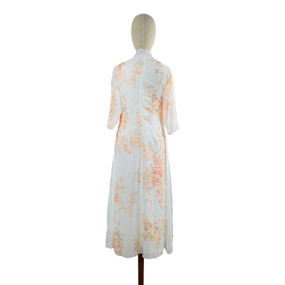 White Watercolor Mandarin Collared Dress - image 4