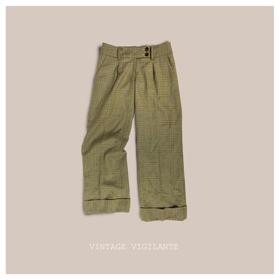 Cuffed Wide Leg Wool Trousers