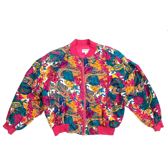 Colorful 1980's Silk Bomber Jacket