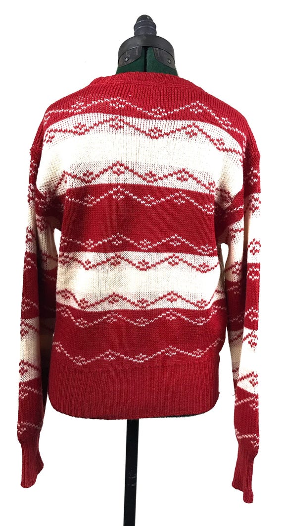 1950s mid century  Red & Cream  Pullover Sweater - image 2