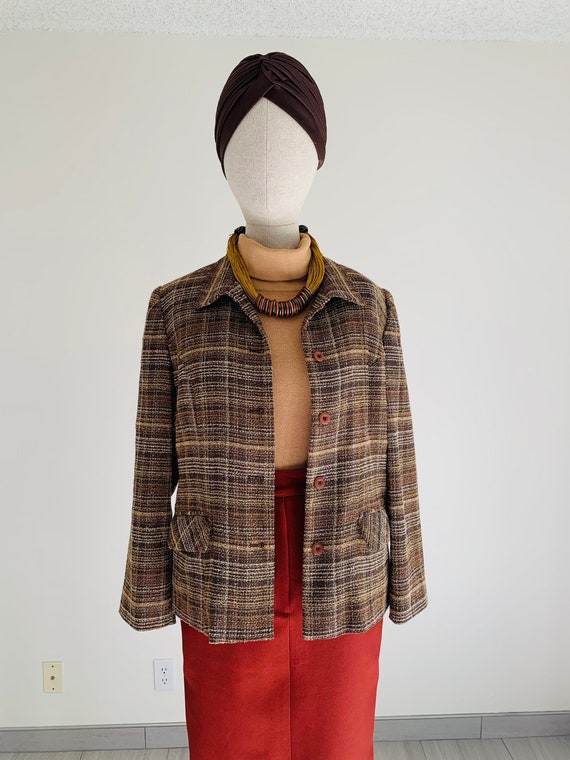 Tweedy Plaid Blazer - Etsy