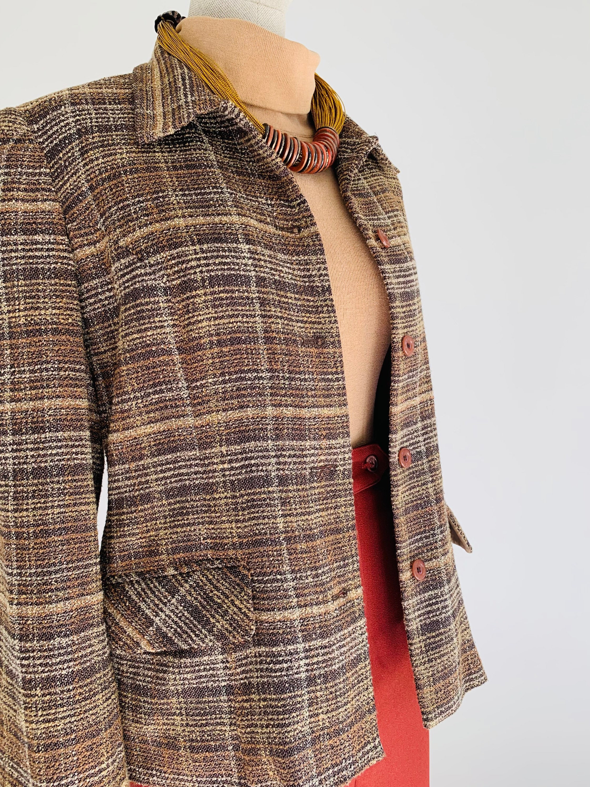 Tweedy Plaid Blazer - Etsy