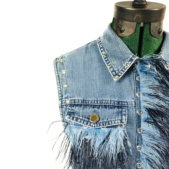 Ruffle Feathers Denim Vest - image 4