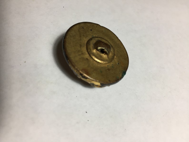 Vintage Metal Button with Raised FlowerLeaf Motif Good Condition Size 1 Black and Gold Paint Self Shank Fast Shipping