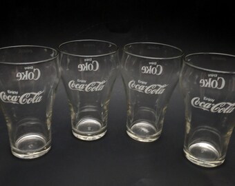 6 Coke Glass Bell Shaped Retro Vintage Glass two different styles 3 of each