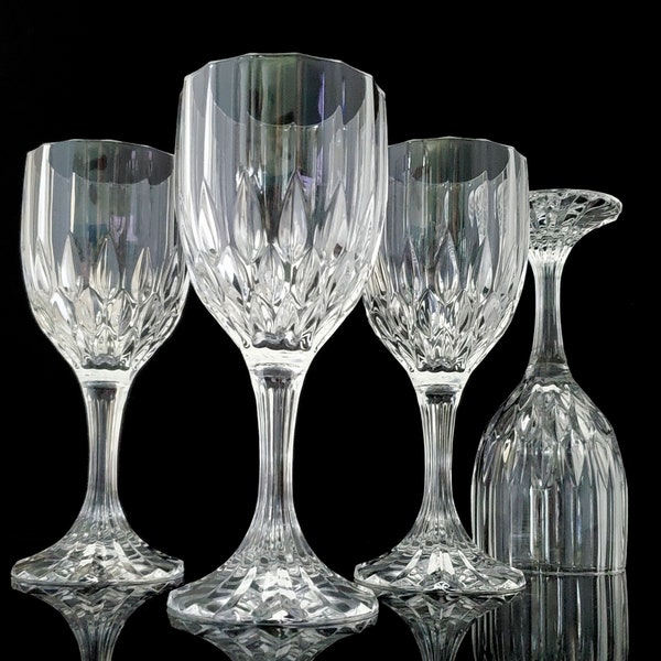 Vintage Crystal Goblets Bretagne Durand Cut Crystal 1990s Stemware Cristal D'Arques Durand France French Crystal Barware Contemporary 7 3/8"
