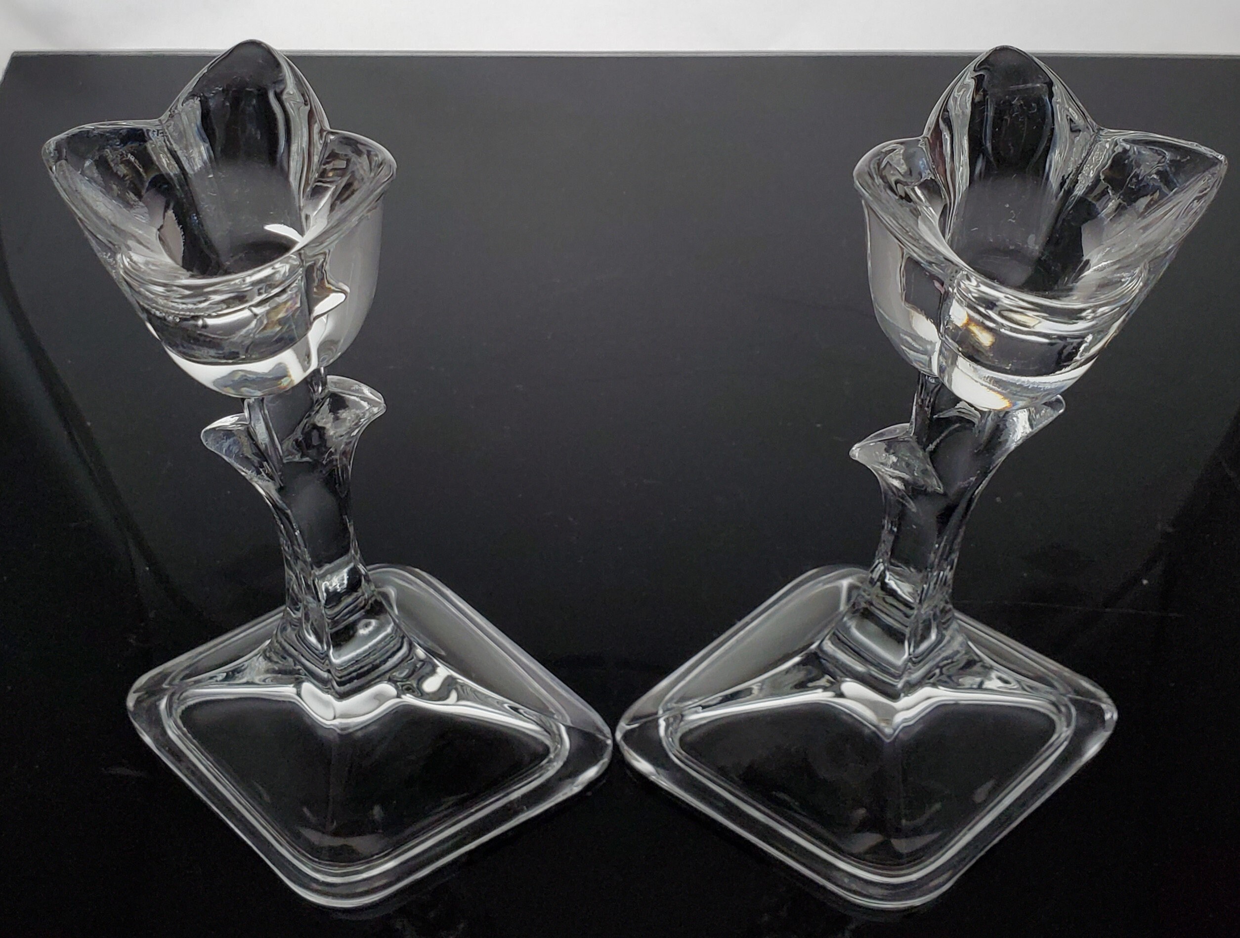 Toscany Tulip Candlesticks 24 Lead Crystal Candle Holders Etsy