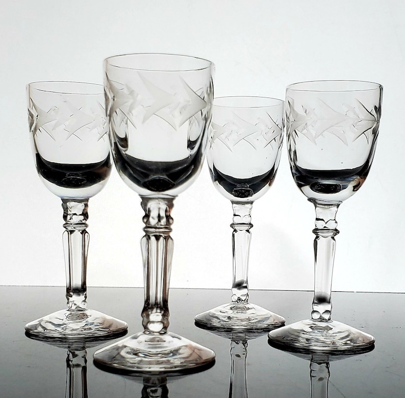 Vintage Fostoria Holly Clear Cordial Glasses 6030 Blown Glass Etsy