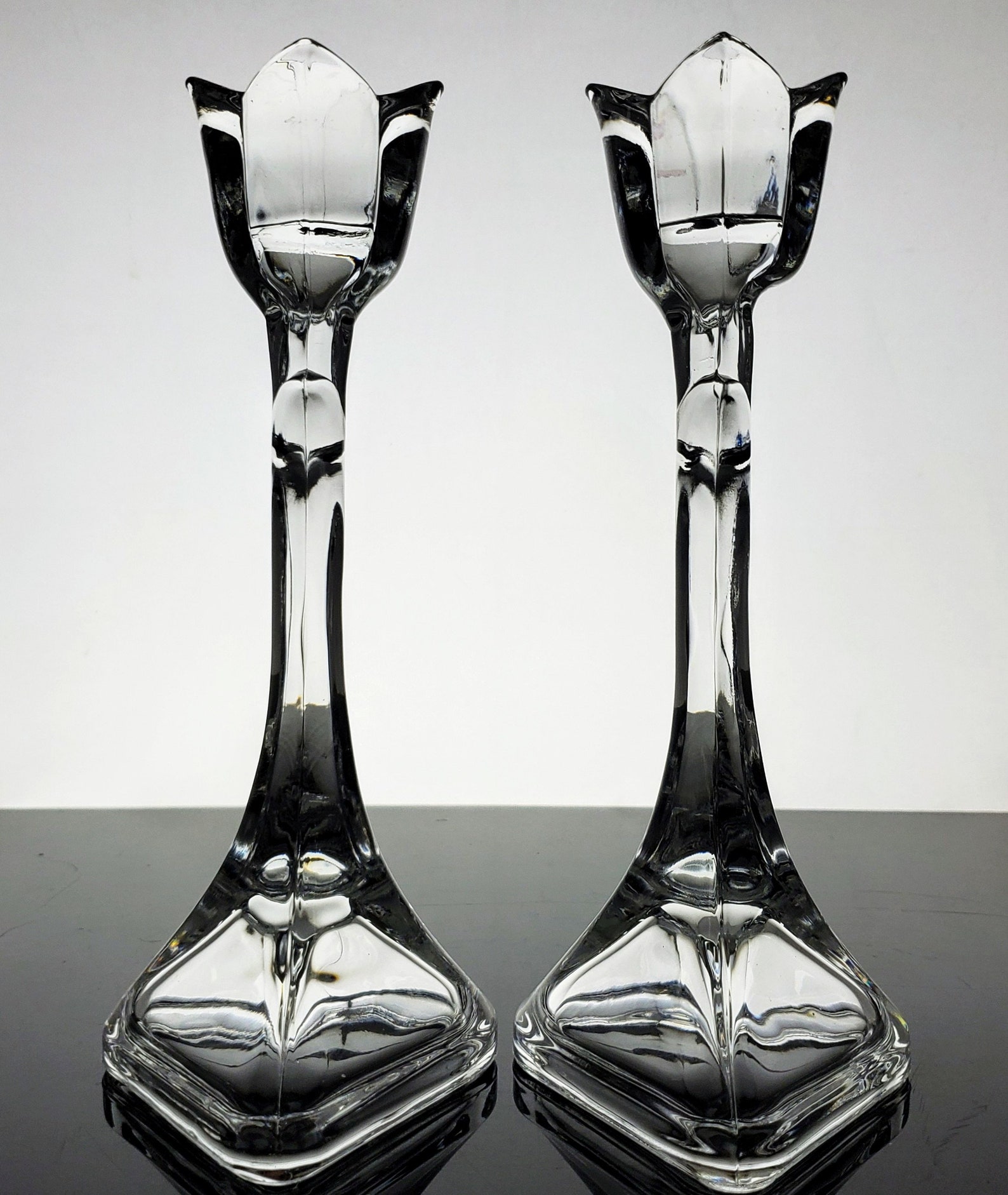 Toscany Tulip Candlesticks 24 Lead Crystal Candle Holders Etsy