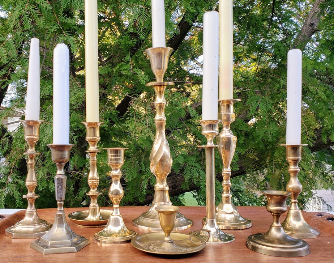 Vintage Brass Candlestick Collection Curated Mismatched Set of Etsy