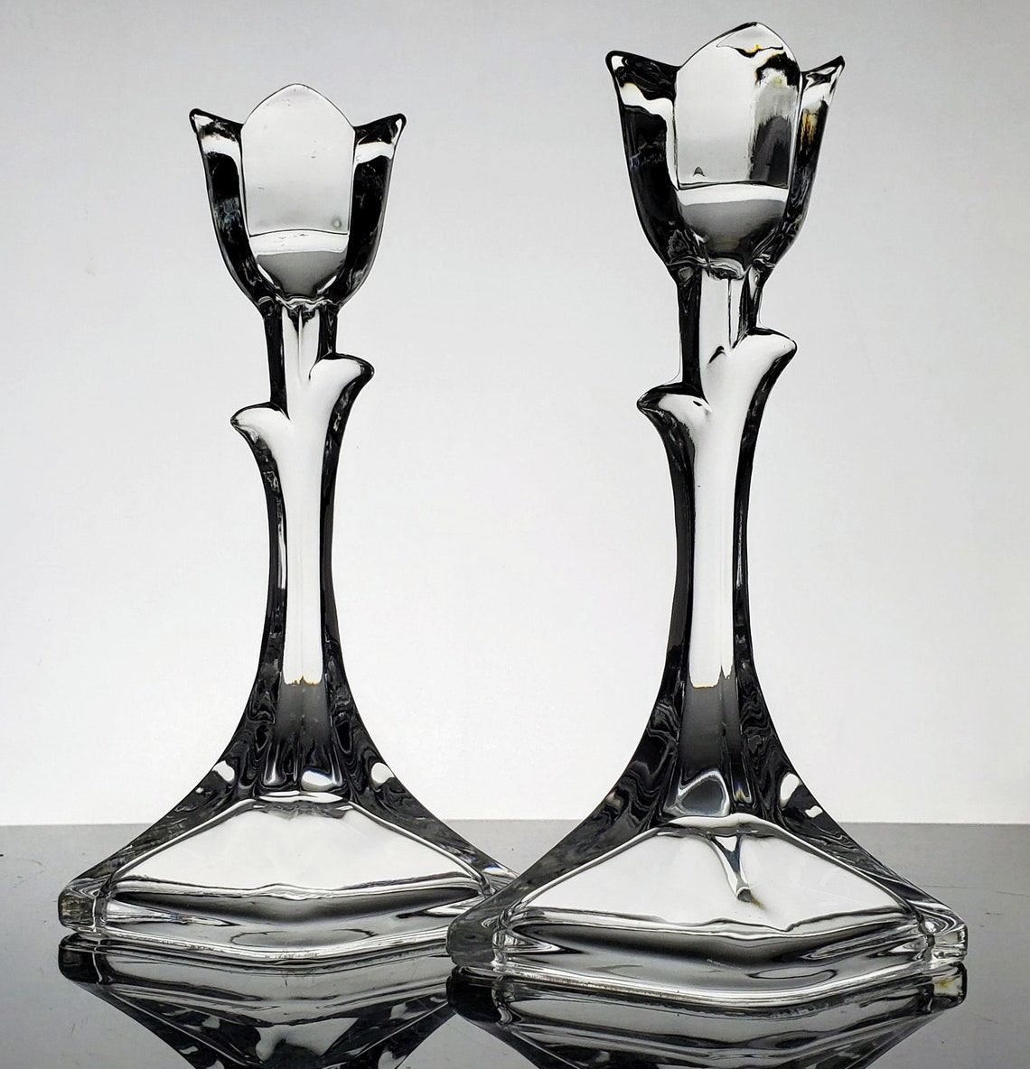 Toscany Tulip Candlesticks 24 Lead Crystal Candle Holders Etsy