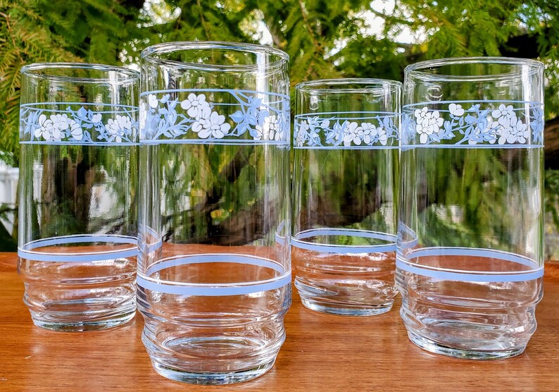 Vintage Corelle First of Spring Glasses Tumblers Blue and Etsy