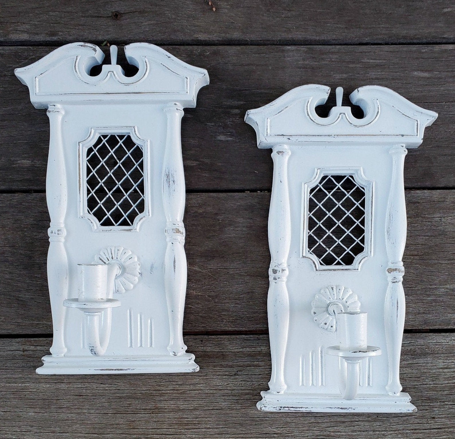 Vintage Wall Candle Sconces French Country Cottage Shabby Chic Etsy