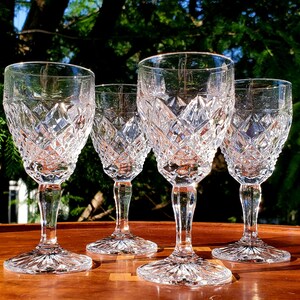 4 Antique Wine Glasses Vintage Pressed Glass Square Stem Wine -  Norway