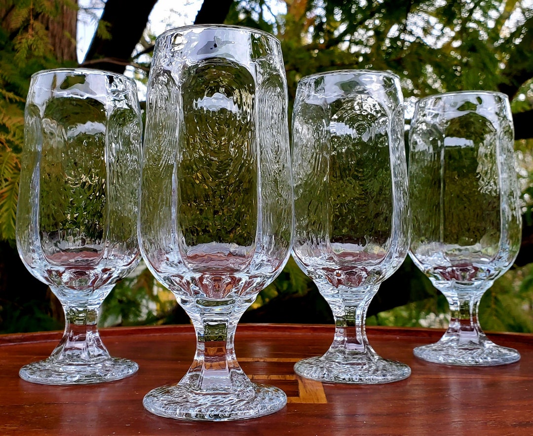 Vintage Beer Goblets Glasses Libbey Chivalry Clear Textured Etsy