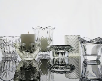 Votive Candle Holders Collection Set Crystal Glass Table Decor Candlestick Holders Wedding BOHO Cottage Farmhouse Decor -6