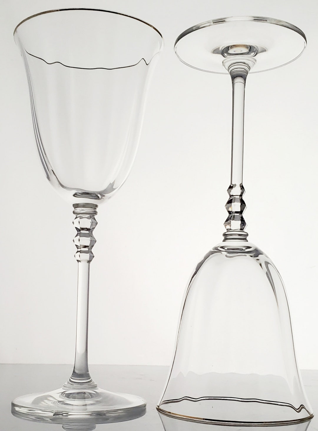 Mikasa SONATA GOLD Goblets Wine Glasses Crystal Gold Trim Vintage