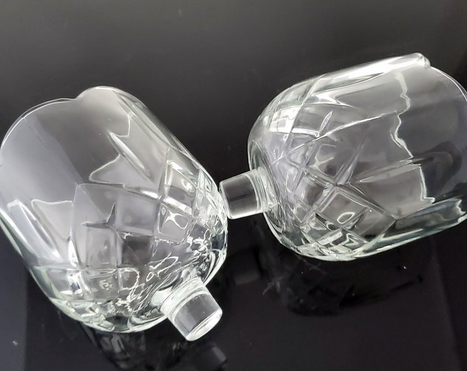 Vintage Peg Votive Candle Holder Cups Diamond Pattern Clear Candle