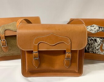 Bolso bandolera de piel auténtica para hombre y mujer – Maletín de negocios hecho a mano, bolso bandolera para portátil, bolso de viaje de piel con pelo, regalo ideal para la oficina