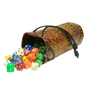 Handmade "Fire Python" Embossed Cowhide Leather Dice Fantasy Gaming Bag