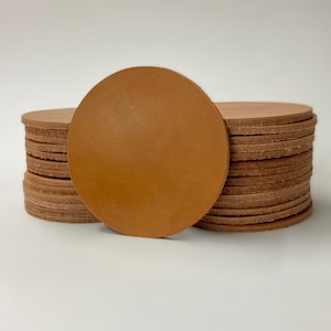 Bulk 3.5" Diameter 8/10 oz. 3.2/4.0mm Genuine Veg Tan Cowhide Leather Die Cut Coasters Coaster 3D Laser Engraving PrinterBlanks