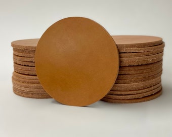 Bulk 3.5" Diameter 8/10 oz. 3.2/4.0mm Genuine Veg Tan Cowhide Leather Die Cut Coasters Coaster 3D Laser Engraving PrinterBlanks