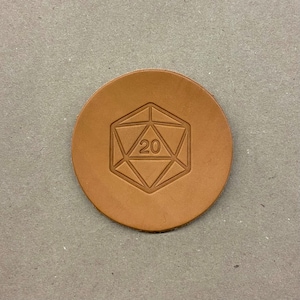 Premium 3.5&quot; inch  8/10 oz. 3.2/4.0mm Die Cut &quot;D20&quot; Embossed Leather Coasters Sets