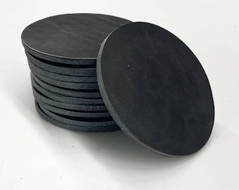 Posavasos troquelados de cuero genuino negro de 3,5" de diámetro y 8/10 oz y 4,0 mm a granel para impresora de grabado láser 3D