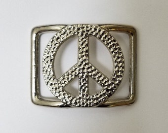 90's Trendy Hammered Peace Sign Belt Buckle