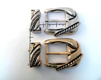 Juego de 2 piezas de hebilla y trabilla para cinturón de estilo vintage con barra de zinc fundido de 1,25" y 34 mm