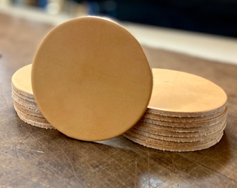 Posavasos redondos de cuero de vaca curtido vegetal de 4 pulgadas (10 cm) con forma de círculos para impresora de grabado láser 3D