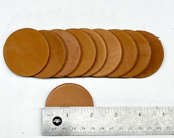 Círculos de cuero de grano completo de 2 pulgadas de color tostado vegetal